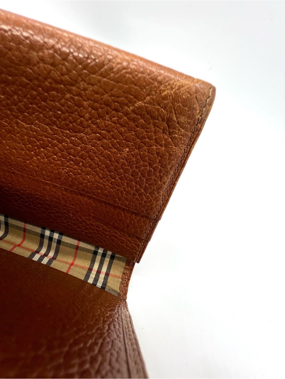 Vintage Burberrys Brown Leather Continental Long Wallet Nova Check England - Picture 13 of 15